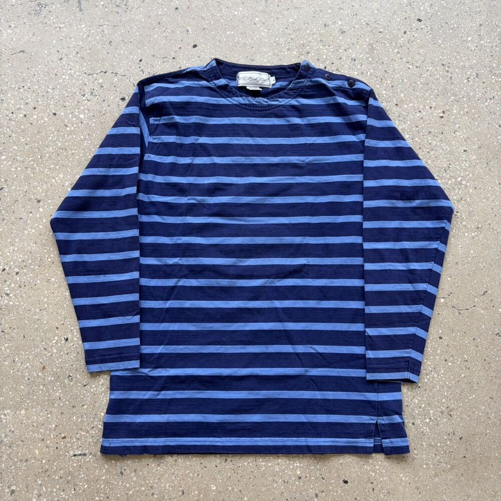 Vintage 80s All Week Long Blue Striped Sailor Cotton Top
